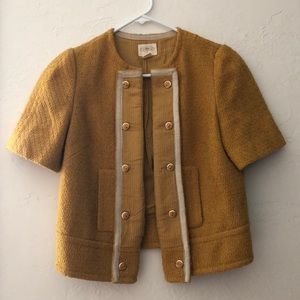 Anthropologie mustard short sleeve jacket